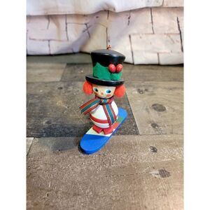 Christian uibricht wooden snowman mistletoe Xmas ornament decor